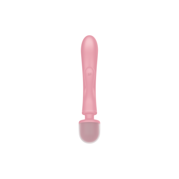 2 en 1 Vibromasseur rabbit et wand rose USB Triple Lover Satisfyer 